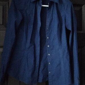Express Deep Blue Casual Button Down Shirt